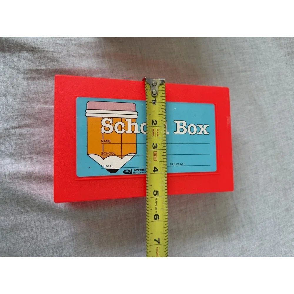 Vintage 80s Empire Pencil Corp School Box Kids Red Plastic Pencil Case Pizza Inn